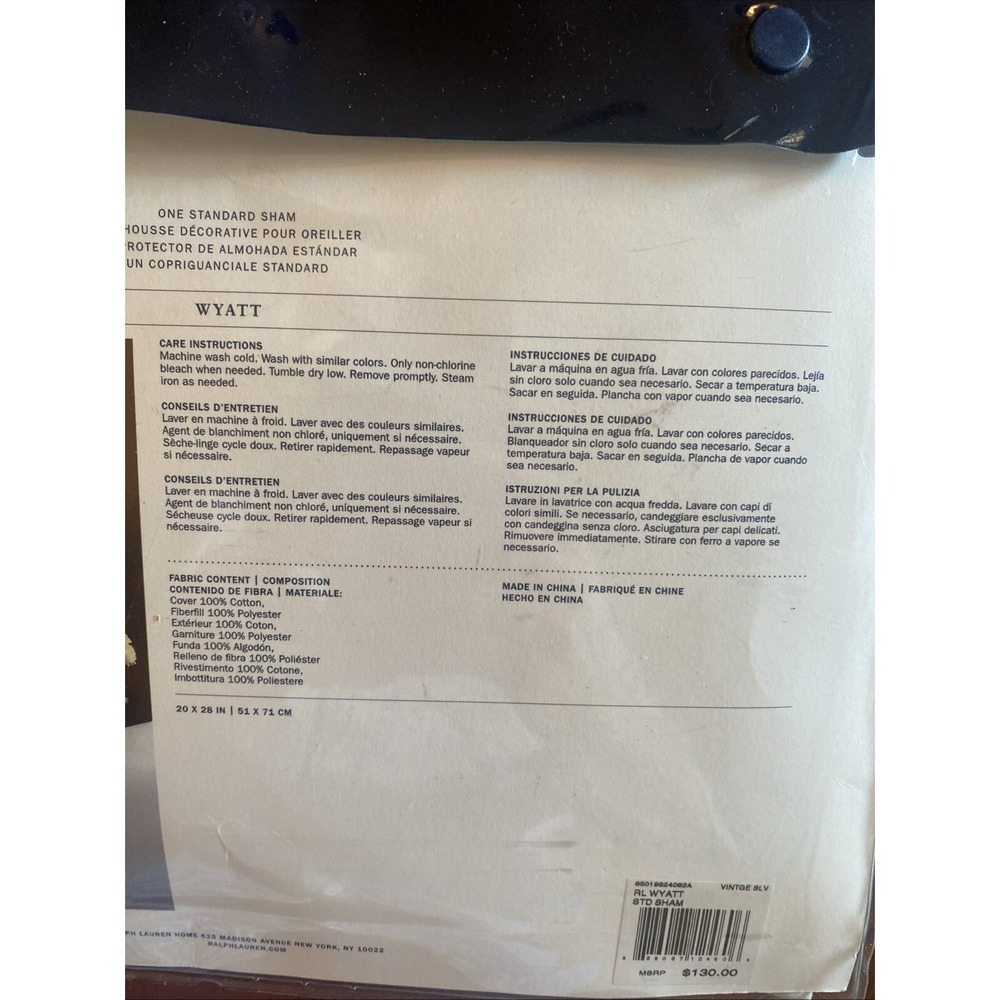 NEW ONE RALPH LAUREN Wyatt Metropolitan Gray Diamond Quilted STANDARD SHAM - Picture 3 of 5